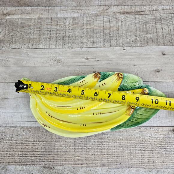 Vintage Bananas Serving Dish Relish Appetizer Dessert Spoon Rest Made In Italy - Picture 4 of 5